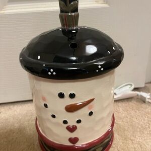 Snowman Electric Large Candle Jar Holder with lid -Adorable